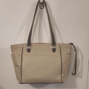 BRIGHTON Cream and Brown Shoulder Bag